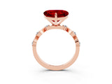 Rose gold Heart Cut Ruby Solitaire Twisted Band with Round  Accents and Prong Setting_15