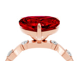 Rose gold Heart Cut Ruby Solitaire Twisted Band with Round  Accents and Prong Setting_16