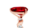 Rose gold Heart Cut Ruby Solitaire Twisted Band with Round  Accents and Prong Setting_17