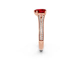 Rose gold Heart Cut Ruby Split Shank Engagement Ring with Pavé Band_2