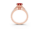 Rose gold Heart Cut Ruby Split Shank Engagement Ring with Pavé Band_3