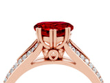 Rose gold Heart Cut Ruby Split Shank Engagement Ring with Pavé Band_4