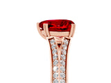 Rose gold Heart Cut Ruby Split Shank Engagement Ring with Pavé Band_5
