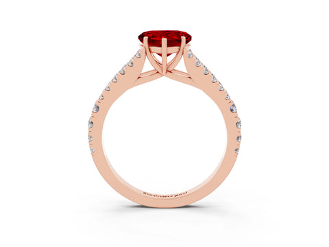 Rose gold Heart Cut Ruby Split Shank Pavé Engagement Ring with Four-Prong Setting_15