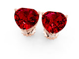 Rose gold Heart Cut Ruby Stud Earrings_13