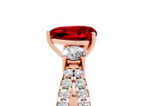 Rose gold Heart Cut Ruby Three-Stone Ring with Pavé Split Shank and Four-Prong Setting_5