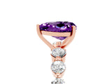 Rose gold Heart Cut Solitaire Amethyst Ring with Pave Band and Four-Prong Setting_5