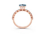 Rose gold Heart Cut Solitaire Aquamarine Ring with Pave Band and Four-Prong Setting_3