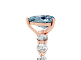 Rose gold Heart Cut Solitaire Aquamarine Ring with Pave Band and Four-Prong Setting_5