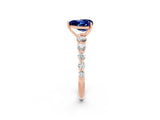 Rose gold Heart Cut Solitaire Blue Sapphire Ring with Pave Band and Four-Prong Setting_2