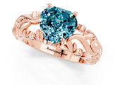 Rose gold Heart Cut Solitaire Blue Topaz Leaf-Inspired Vine Band Ring with Prong Setting_1