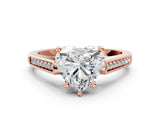 Rose gold Heart Cut Solitaire Cathedral Diamond Engagement Ring with Channel-Set Band and Four-Prong Setting_3
