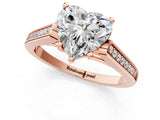 Rose gold Heart Cut Solitaire Cathedral Diamond Engagement Ring with Channel-Set Band and Four-Prong Setting_4