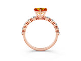 Rose gold Heart Cut Solitaire Citrine Ring with Pave Band and Four-Prong Setting_3