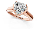 Rose gold Heart Cut Solitaire Diamond Engagement Ring with Four-Prong Setting and Tapered Band_4