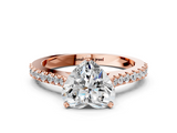 Rose gold Heart Cut Solitaire Diamond Engagement Ring with Pave Band and Four-Prong Setting_166