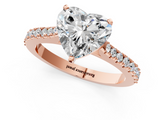 Rose gold Heart Cut Solitaire Diamond Engagement Ring with Pave Band and Four-Prong Setting_167