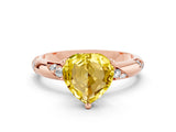 Rose gold Heart Cut Solitaire Diamond Engagement Ring with Twisted Pave Band and Four-Prong Setting