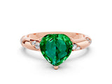 Rose gold Heart Cut Solitaire Diamond Engagement Ring with Twisted Pave Band and Four-Prong Setting