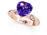 Rose gold Heart Cut Solitaire Diamond Engagement Ring with Twisted Pave Band and Four-Prong Setting_1