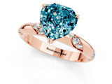 Rose gold Heart Cut Solitaire Diamond Engagement Ring with Twisted Pave Band and Four-Prong Setting_1