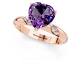 Rose gold Heart Cut Solitaire Diamond Engagement Ring with Twisted Pave Band and Four-Prong Setting_1