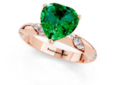 Rose gold Heart Cut Solitaire Diamond Engagement Ring with Twisted Pave Band and Four-Prong Setting_1