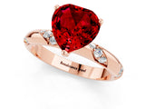 Rose gold Heart Cut Solitaire Diamond Engagement Ring with Twisted Pave Band and Four-Prong Setting_1