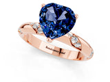 Rose gold Heart Cut Solitaire Diamond Engagement Ring with Twisted Pave Band and Four-Prong Setting_1