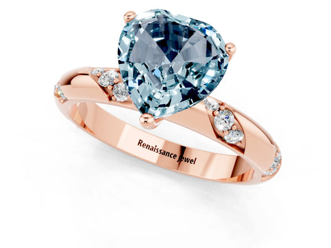 Rose gold Heart Cut Solitaire Diamond Engagement Ring with Twisted Pave Band and Four-Prong Setting_1
