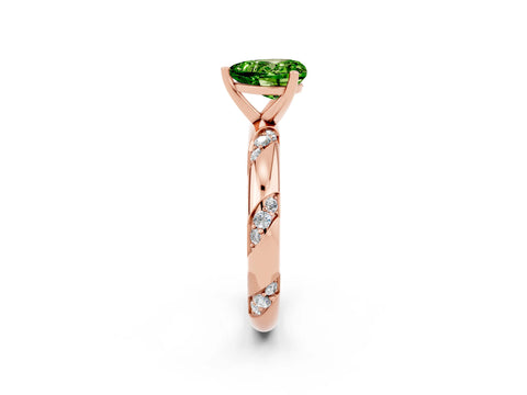 Rose gold Heart Cut Solitaire Diamond Engagement Ring with Twisted Pave Band and Four-Prong Setting_2