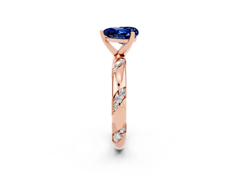 Rose gold Heart Cut Solitaire Diamond Engagement Ring with Twisted Pave Band and Four-Prong Setting_2