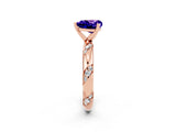 Rose gold Heart Cut Solitaire Diamond Engagement Ring with Twisted Pave Band and Four-Prong Setting_2