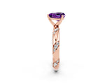 Rose gold Heart Cut Solitaire Diamond Engagement Ring with Twisted Pave Band and Four-Prong Setting_2
