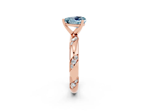 Rose gold Heart Cut Solitaire Diamond Engagement Ring with Twisted Pave Band and Four-Prong Setting_2