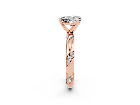 Rose gold Heart Cut Solitaire Diamond Engagement Ring with Twisted Pave Band and Four-Prong Setting_2