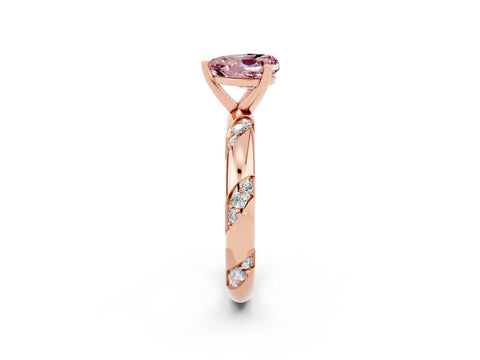 Rose gold Heart Cut Solitaire Diamond Engagement Ring with Twisted Pave Band and Four-Prong Setting_2