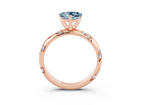 Rose gold Heart Cut Solitaire Diamond Engagement Ring with Twisted Pave Band and Four-Prong Setting_3
