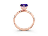 Rose gold Heart Cut Solitaire Diamond Engagement Ring with Twisted Pave Band and Four-Prong Setting_3
