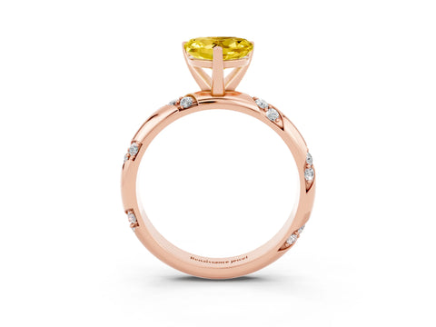Rose gold Heart Cut Solitaire Diamond Engagement Ring with Twisted Pave Band and Four-Prong Setting_3