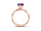 Rose gold Heart Cut Solitaire Diamond Engagement Ring with Twisted Pave Band and Four-Prong Setting_3