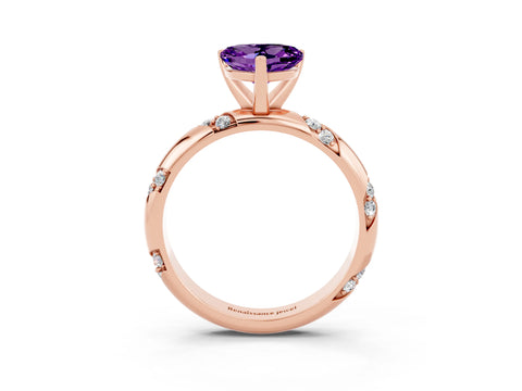 Rose gold Heart Cut Solitaire Diamond Engagement Ring with Twisted Pave Band and Four-Prong Setting_3