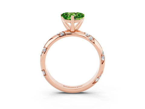 Rose gold Heart Cut Solitaire Diamond Engagement Ring with Twisted Pave Band and Four-Prong Setting_3