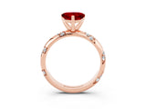 Rose gold Heart Cut Solitaire Diamond Engagement Ring with Twisted Pave Band and Four-Prong Setting_3