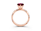 Rose gold Heart Cut Solitaire Diamond Engagement Ring with Twisted Pave Band and Four-Prong Setting_3