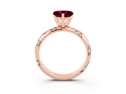 Rose gold Heart Cut Solitaire Diamond Engagement Ring with Twisted Pave Band and Four-Prong Setting_3