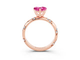 Rose gold Heart Cut Solitaire Diamond Engagement Ring with Twisted Pave Band and Four-Prong Setting_3