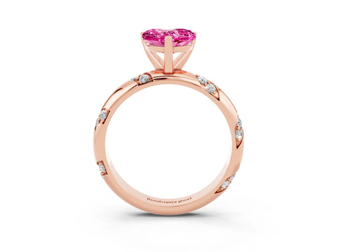 Rose gold Heart Cut Solitaire Diamond Engagement Ring with Twisted Pave Band and Four-Prong Setting_3