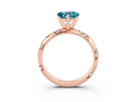 Rose gold Heart Cut Solitaire Diamond Engagement Ring with Twisted Pave Band and Four-Prong Setting_3