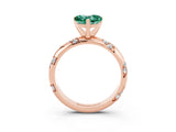 Rose gold Heart Cut Solitaire Diamond Engagement Ring with Twisted Pave Band and Four-Prong Setting_3